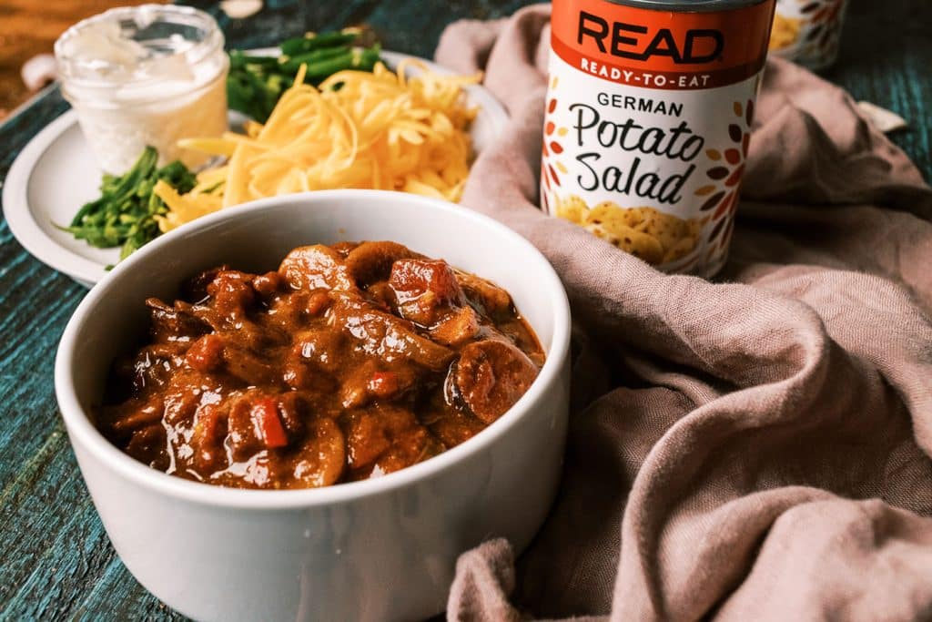 Smoky German Potato, Sausage, and Bacon Chili